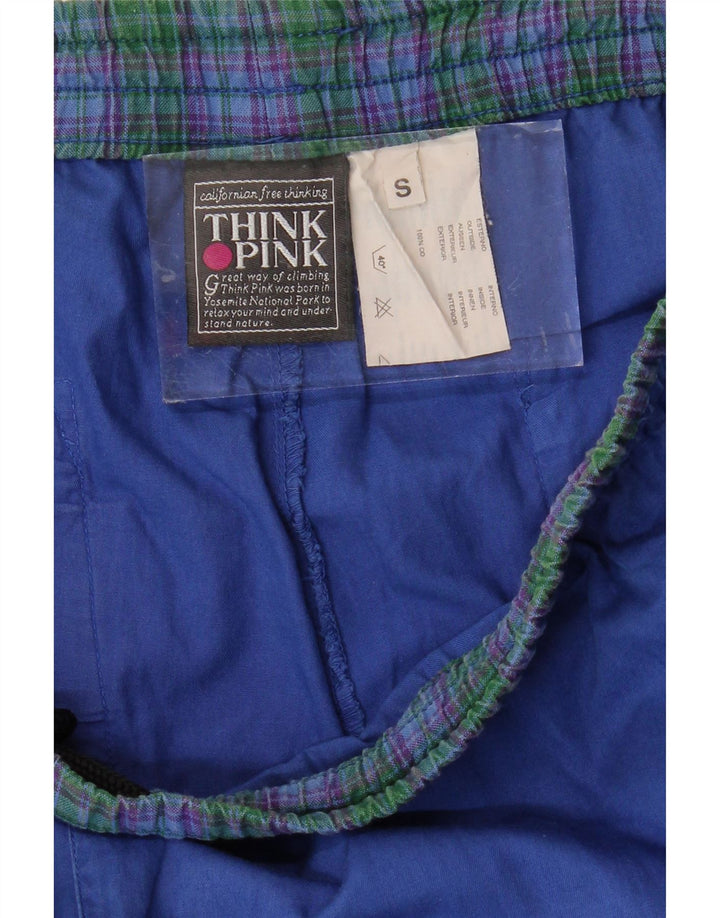 THINK PINK Mens Calanque Graphic Chino Trousers Small W29 L28 Blue Check