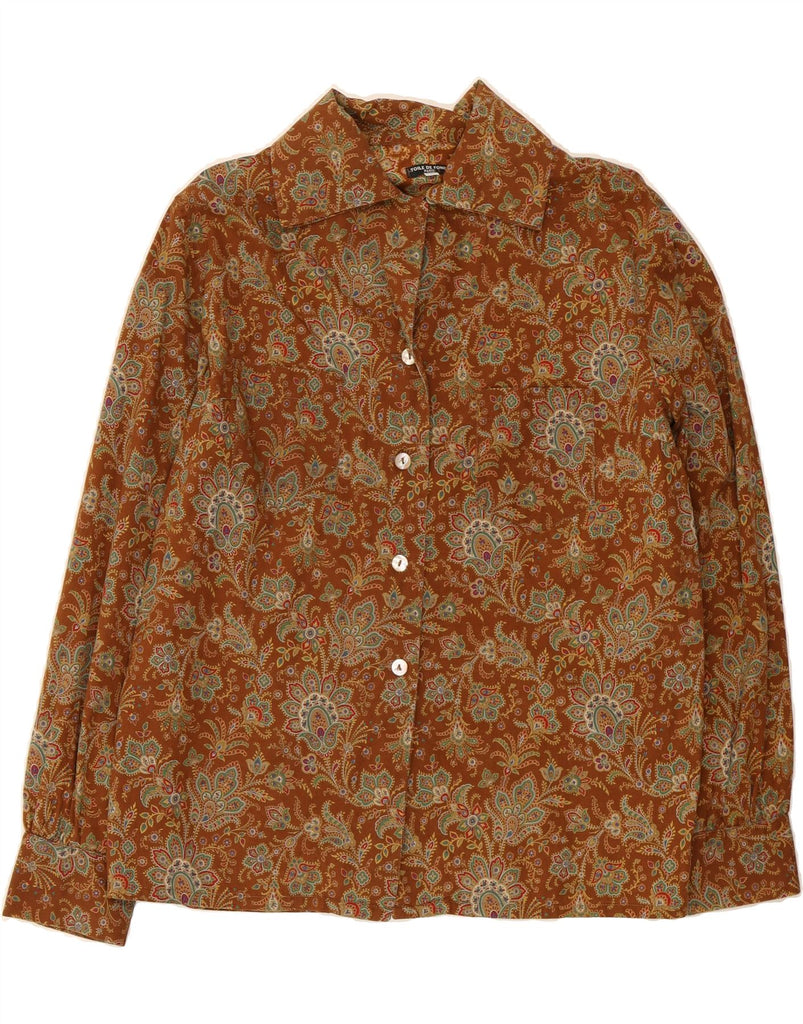 VINTAGE Womens Shirt UK 16 Large Brown Paisley Cotton Vintage Vintage and Second-Hand Vintage from Messina Hembry 