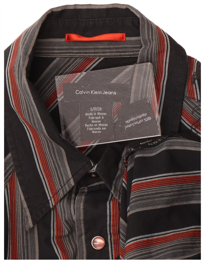 CALVIN KLEIN JEANS Mens Graphic Shirt Small Black Striped Cotton