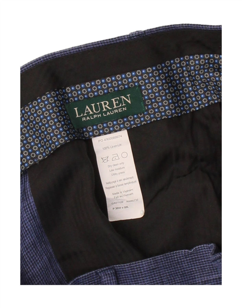 RALPH LAUREN Mens Straight Suit Trousers W36 L32 Blue Check Linen Vintage Ralph Lauren and Second-Hand Ralph Lauren from Messina Hembry 