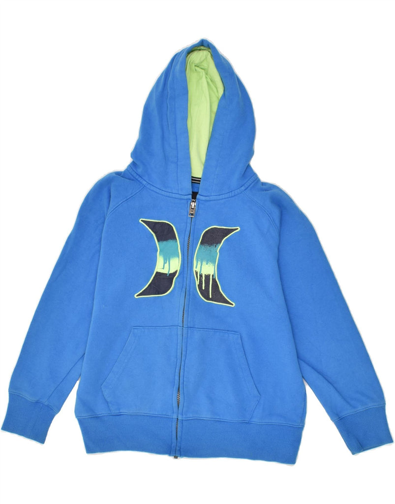 HURLEY Boys Graphic Zip Hoodie Sweater 9-10 Years Medium Blue Cotton | Vintage Hurley | Thrift | Second-Hand Hurley | Used Clothing | Messina Hembry 