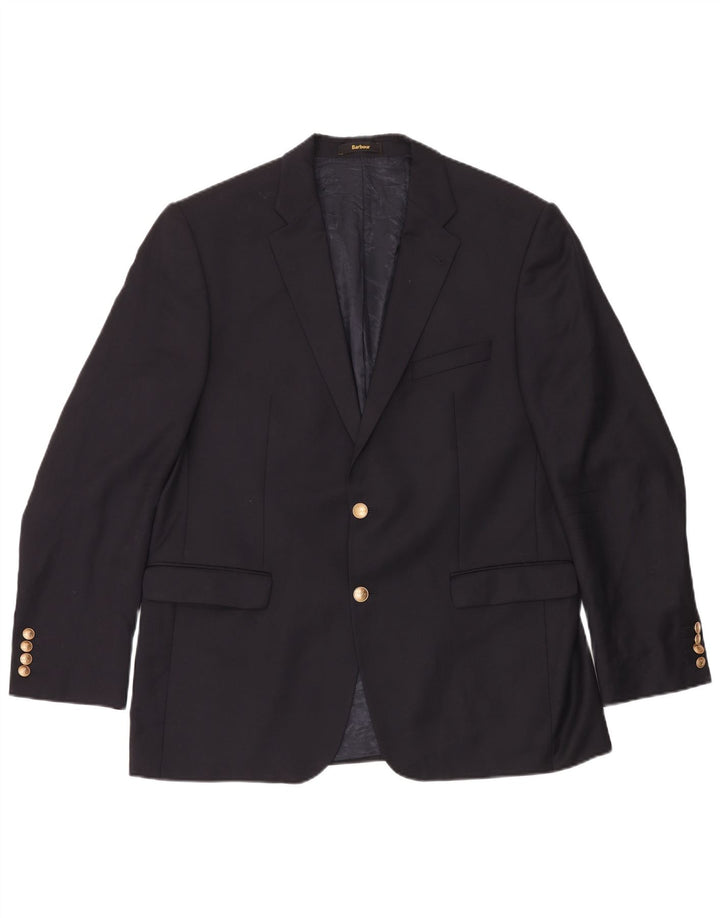Barbour Mens 2 Button Blazer Jacket Size 54 Large Navy Blue Classic