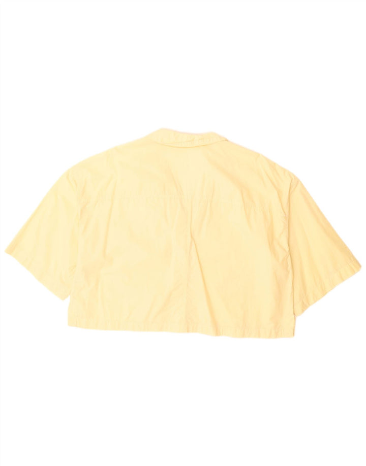 Zara Womens Oversized Crop Short Sleeve Shirt Blouse UK 14 Medium Yellow