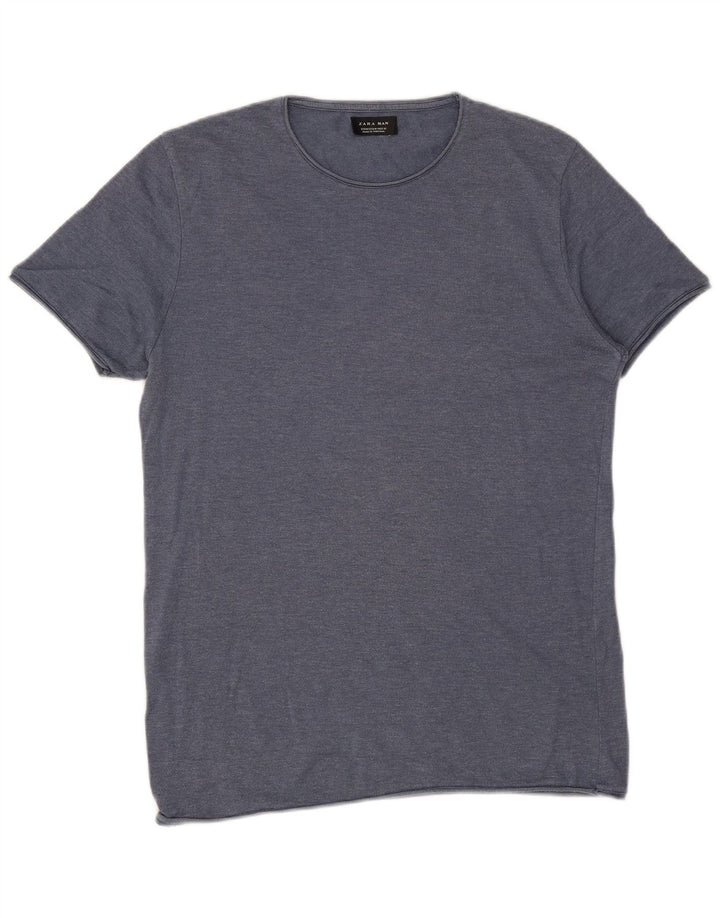 Zara Mens T-Shirt Top Medium Navy Blue