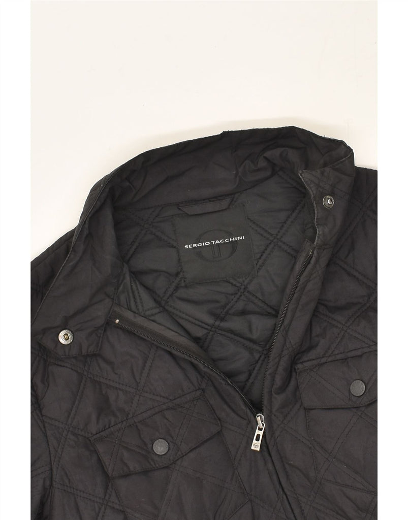 SERGIO TACCHINI Womens Quilted Jacket IT 42 Medium Black Polyester | Vintage Sergio Tacchini | Thrift | Second-Hand Sergio Tacchini | Used Clothing | Messina Hembry 