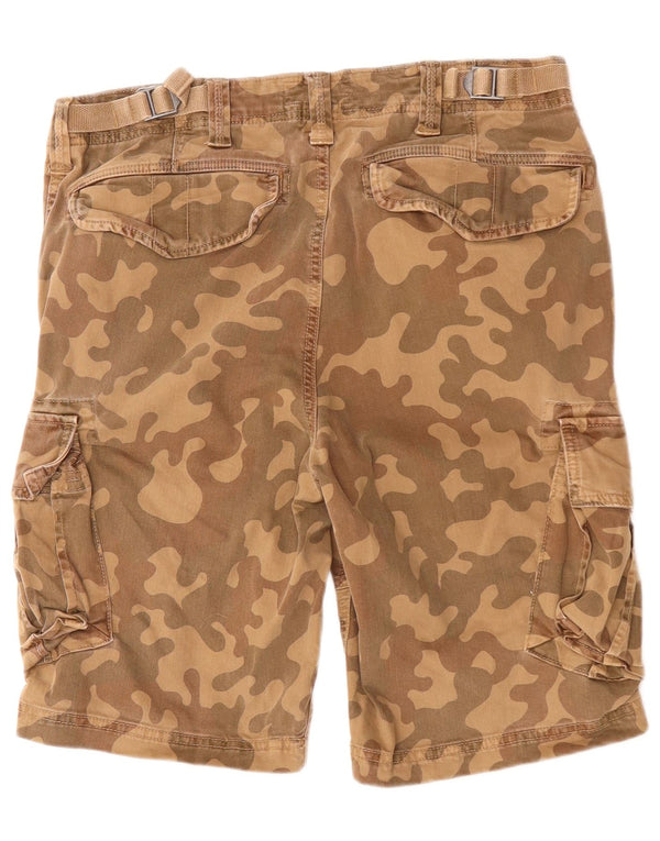 SUPERDRY Mens Cargo Shorts W32 Medium Brown Camouflage Cotton
