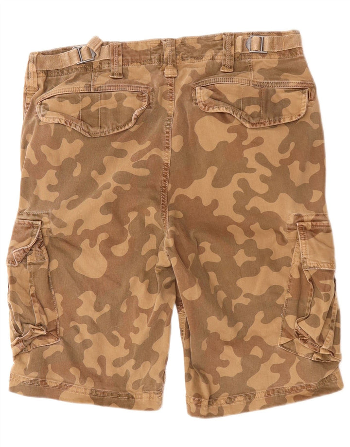 SUPERDRY Mens Cargo Shorts W32 Medium Brown Camouflage Cotton