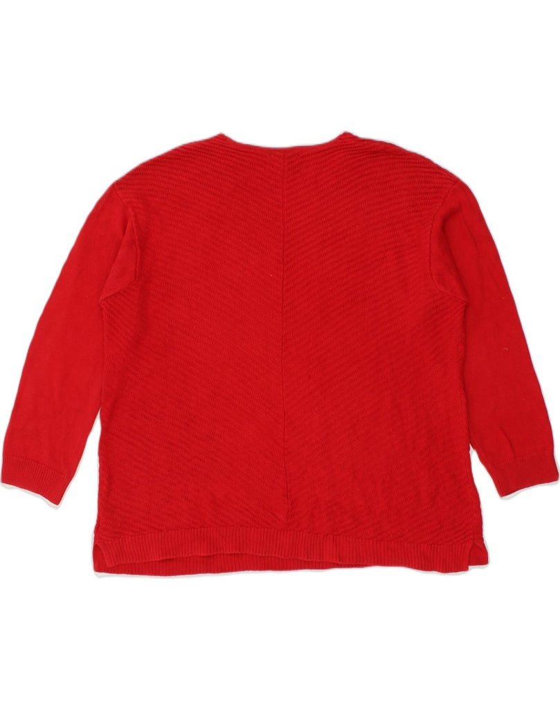 CHAPS Womens Oversized V-Neck Jumper Sweater UK 18 XL Red Cotton | Vintage Chaps | Thrift | Second-Hand Chaps | Used Clothing | Messina Hembry 