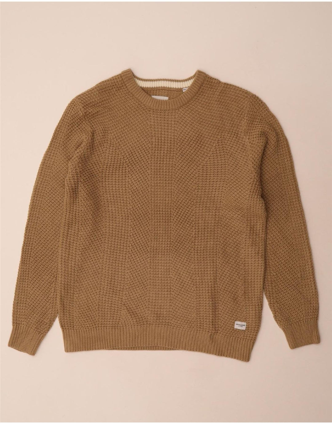 JACK & JONES Mens Crew Neck Jumper Sweater 2XL Brown Acrylic