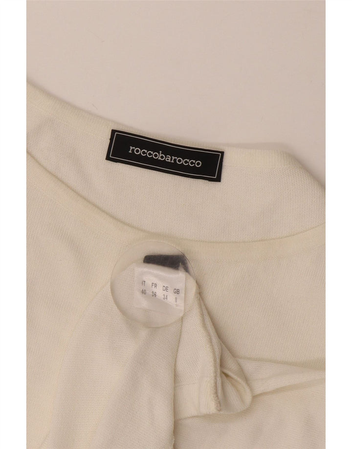 Roccobarocco Womens Crop Blouse Top UK 8 Small White