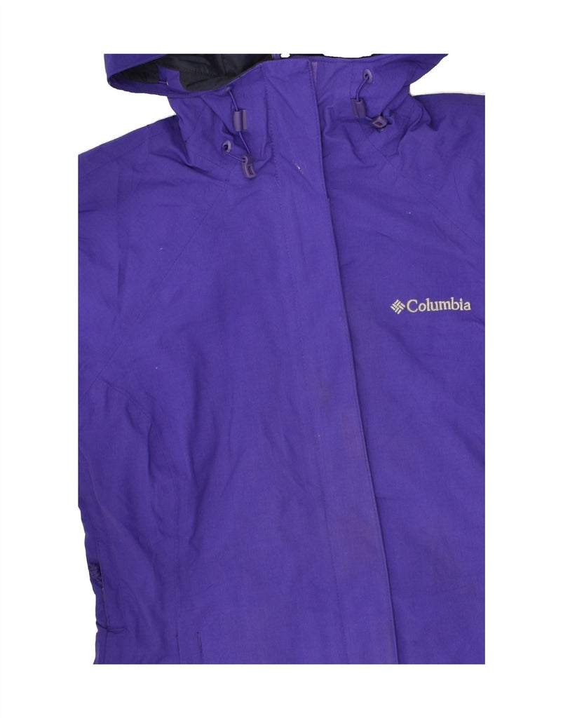 COLUMBIA Womens Omni-Tech Hooded Rain Jacket UK 6 XS Purple Nylon | Vintage Columbia | Thrift | Second-Hand Columbia | Used Clothing | Messina Hembry 