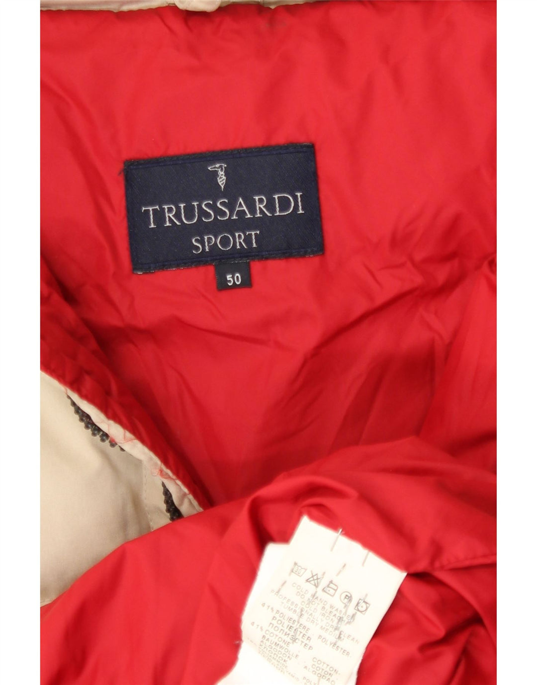 Trussardi Mens Padded Jacket IT 50 Large Beige Polyester
