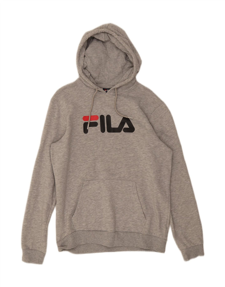 Fila Mens Graphic Hoodie Jumper Medium Grey Cotton
