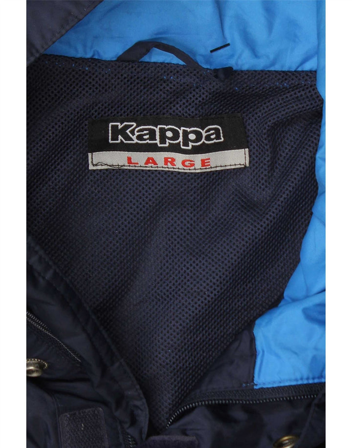 Kappa Mens Graphic Windbreaker Jacket UK 40 Large Navy Blue Colourblock