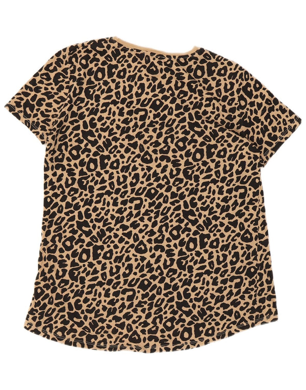Zara Womens T-Shirt Top UK 10 Small Beige Animal Print