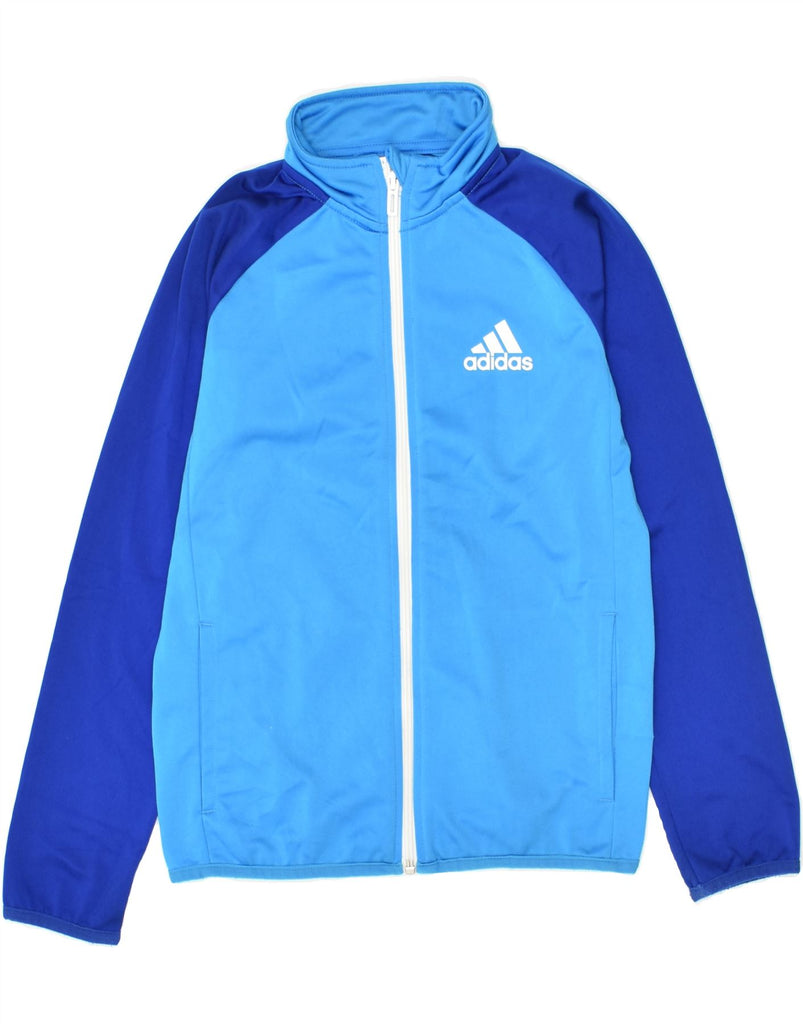 ADIDAS Boys Graphic Tracksuit Top Jacket 9-10 Years Blue Colourblock | Vintage Adidas | Thrift | Second-Hand Adidas | Used Clothing | Messina Hembry 