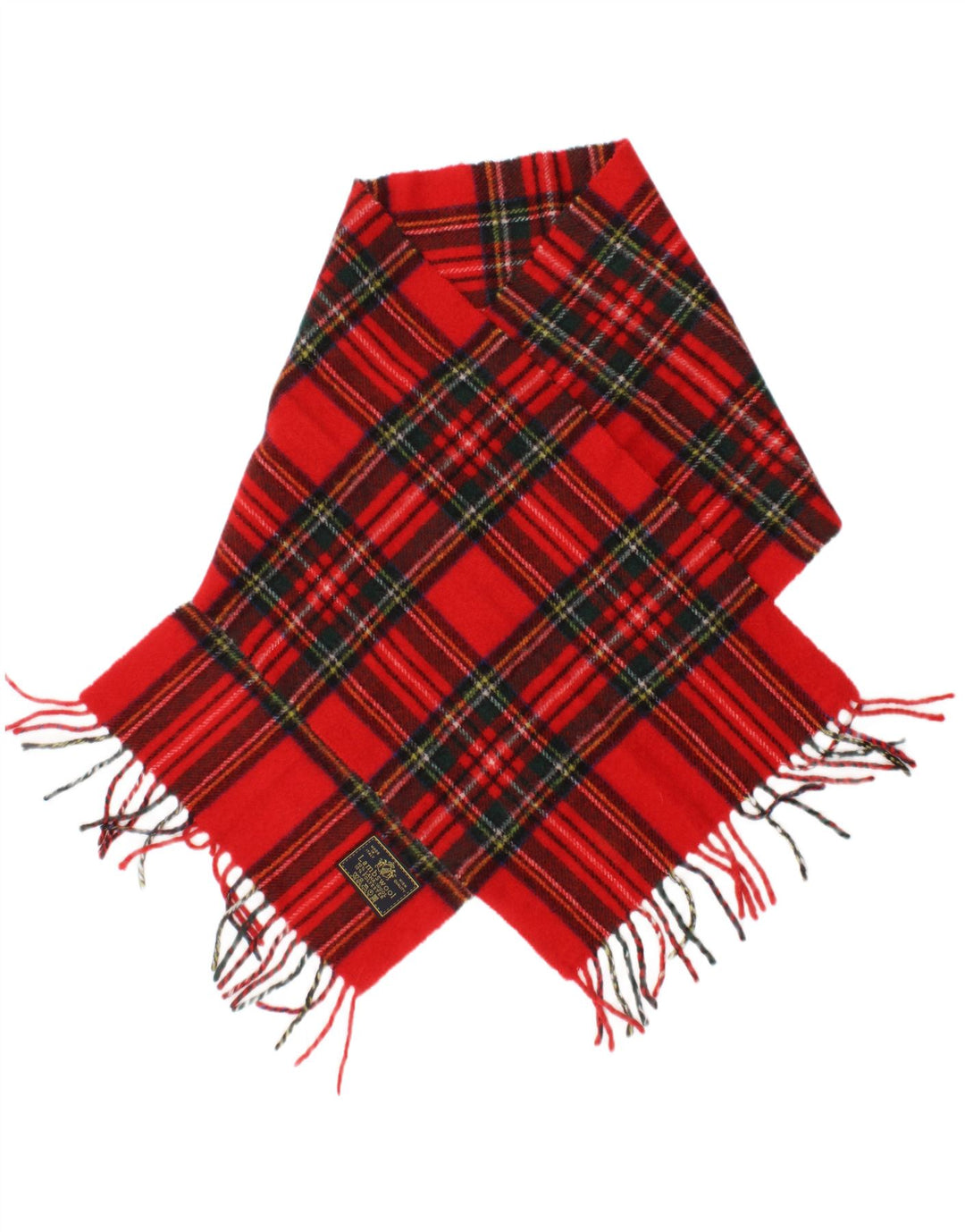 Vintage Womens Rectangle Scarf One Size L53 Red Plaid Virgin Wool