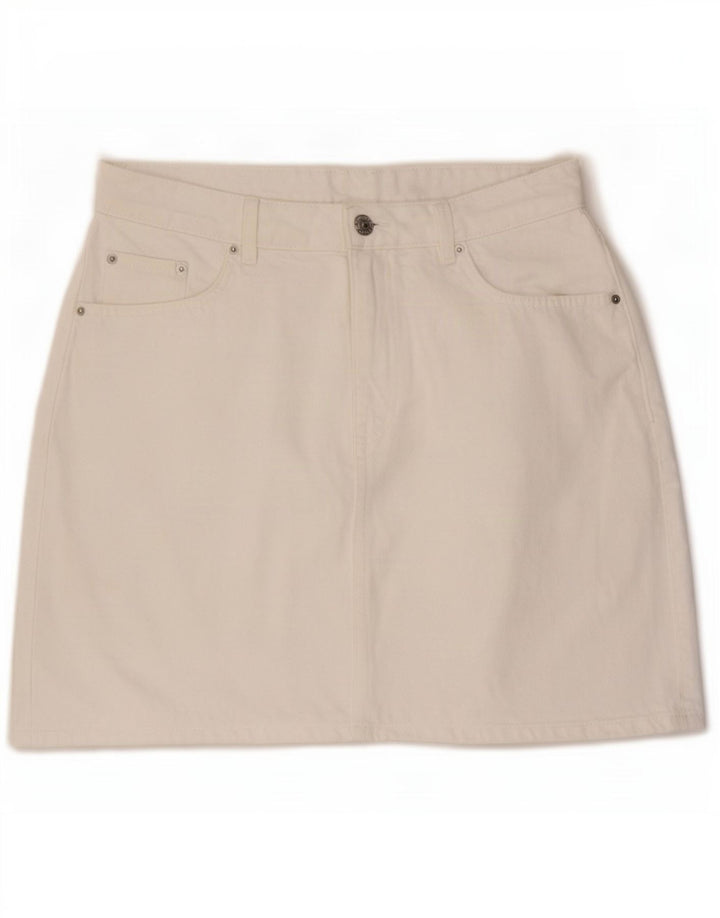 Marks & Spencer Womens Mini Denim Skirt UK 14 Large W32 White Cotton
