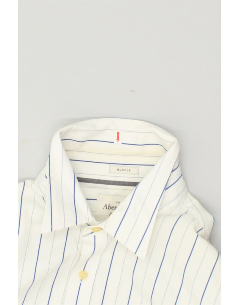 ABERCROMBIE & FITCH Mens Muscle Shirt 2XL White Striped Cotton | Vintage Abercrombie & Fitch | Thrift | Second-Hand Abercrombie & Fitch | Used Clothing | Messina Hembry 