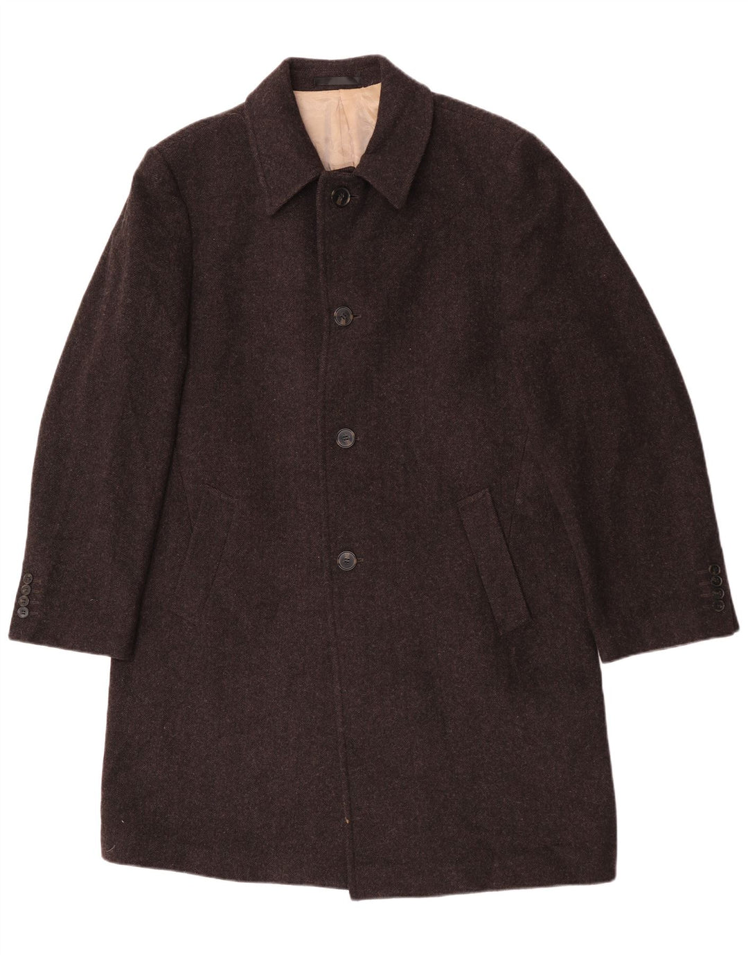 Marks & Spencer Mens Overcoat UK 40 Large Brown Wool