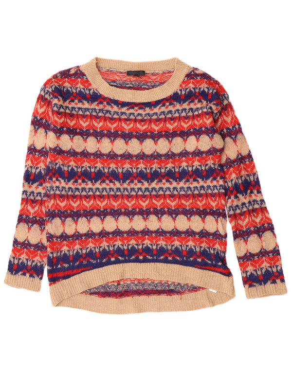 Topshop Womens Boat Neck Jumper Sweater UK 8 Small Multicoloured Geometric