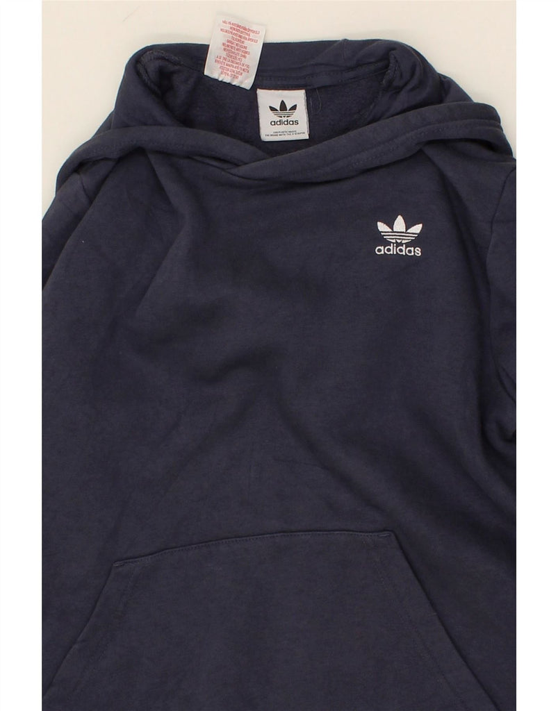 ADIDAS Boys Hoodie Jumper 13-14 Years Navy Blue Cotton Vintage Adidas and Second-Hand Adidas from Messina Hembry 