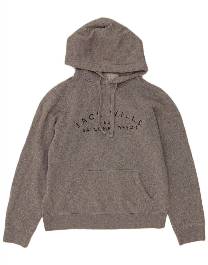 JACK WILLS Womens Salcombe Devon Oversized Hoodie Jumper UK 10 Small Grey