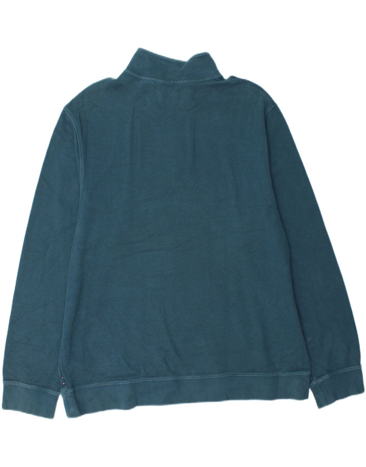 IZOD Mens Zip Neck Sweatshirt Jumper 2XL Blue Cotton