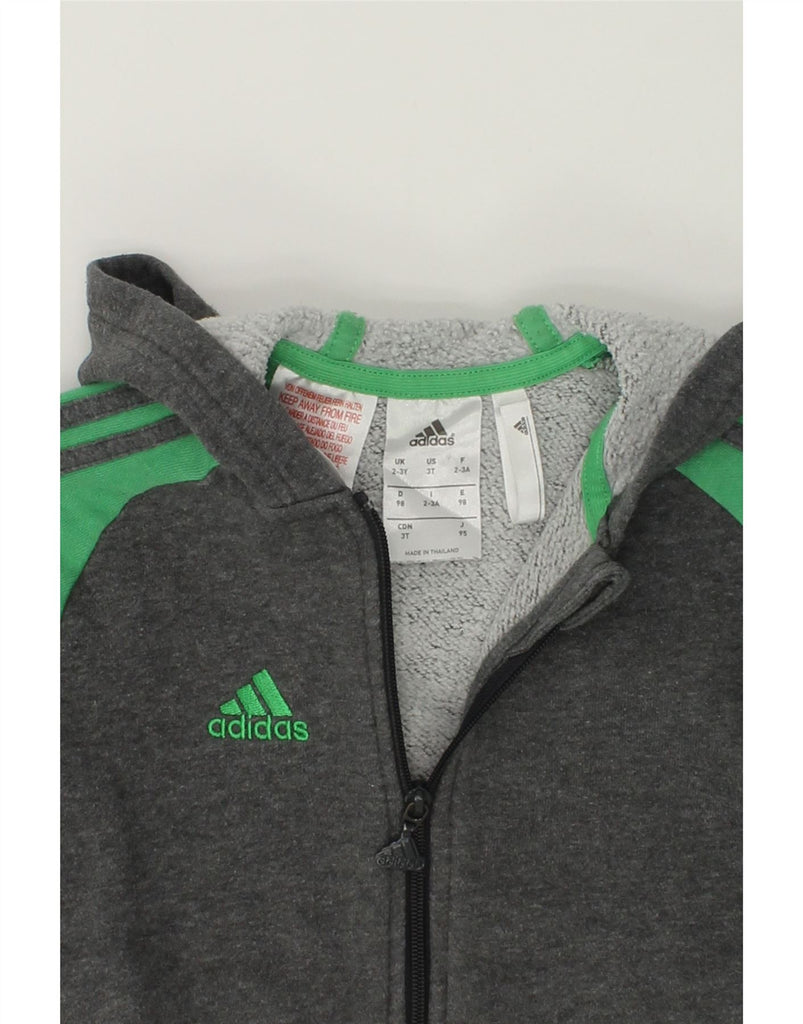 ADIDAS Boys Graphic Zip Hoodie Sweater 2-3 Years Grey Cotton | Vintage Adidas | Thrift | Second-Hand Adidas | Used Clothing | Messina Hembry 