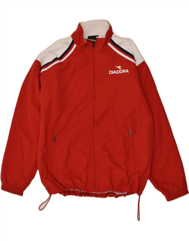 DIADORA Mens Tracksuit Top Jacket Large Red Colourblock Polyester | Vintage Diadora | Thrift | Second-Hand Diadora | Used Clothing | Messina Hembry 