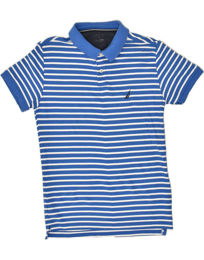 NAUTICA Mens Polo Shirt Medium Blue Striped Cotton Vintage Nautica and Second-Hand Nautica from Messina Hembry 