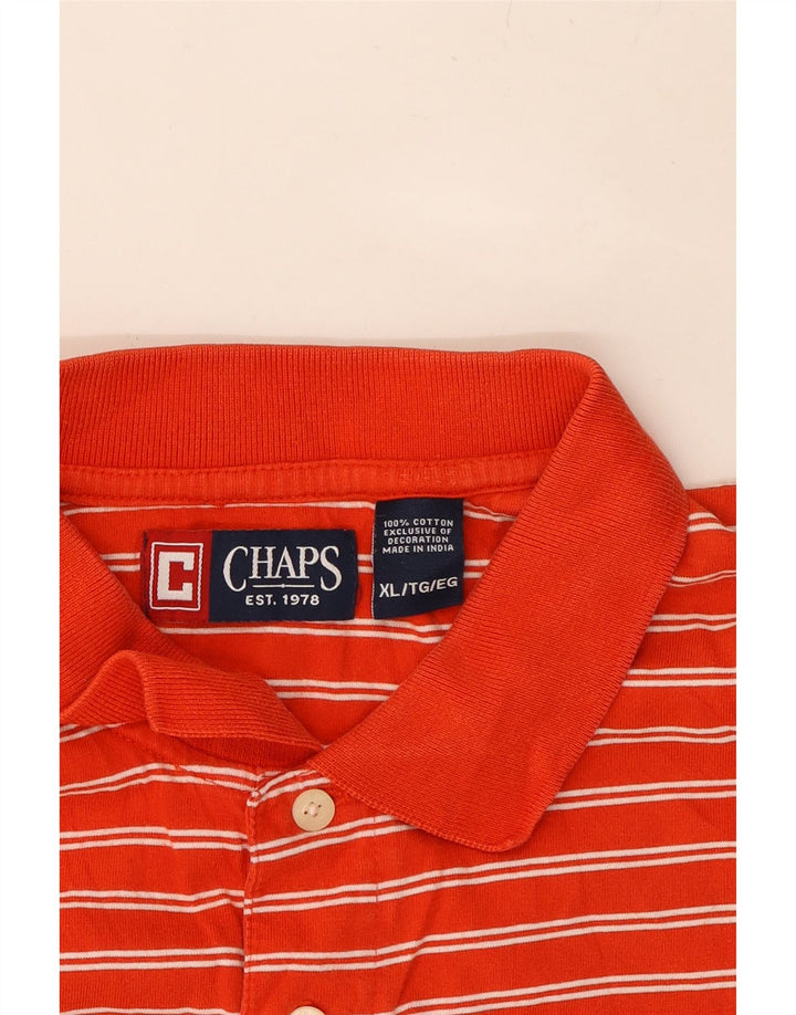 CHAPS Mens Big & Tall Polo Shirt XL Red Striped Cotton Vintage Chaps and Second-Hand Chaps from Messina Hembry 