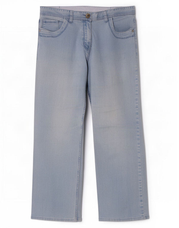 Marks & Spencer Womens Crop Straight Jeans UK 12 Medium W30 L25 Blue