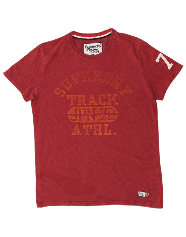 Superdry Mens Graphic T-Shirt Top Large Burgundy Cotton