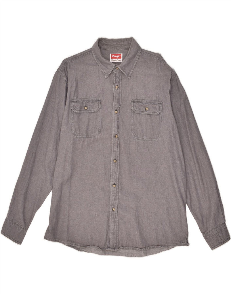 WRANGLER Mens Shirt Large Grey Cotton | Vintage Wrangler | Thrift | Second-Hand Wrangler | Used Clothing | Messina Hembry 