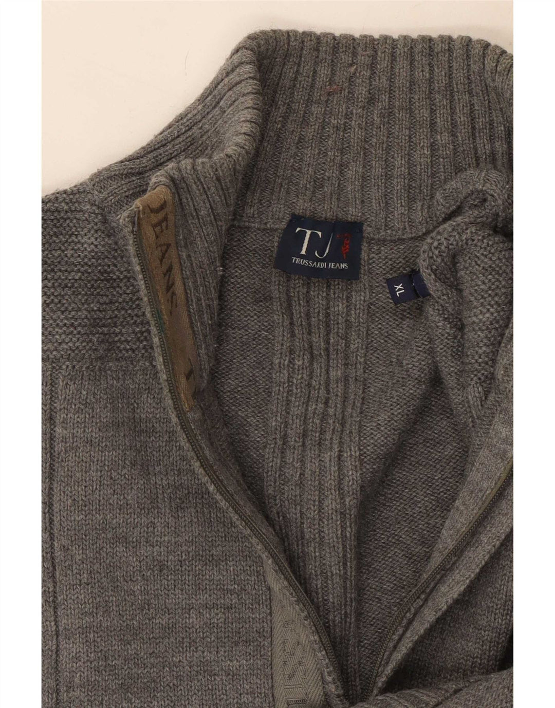 Trussardi Jeans Mens Zip Neck Jumper Sweater XL Grey