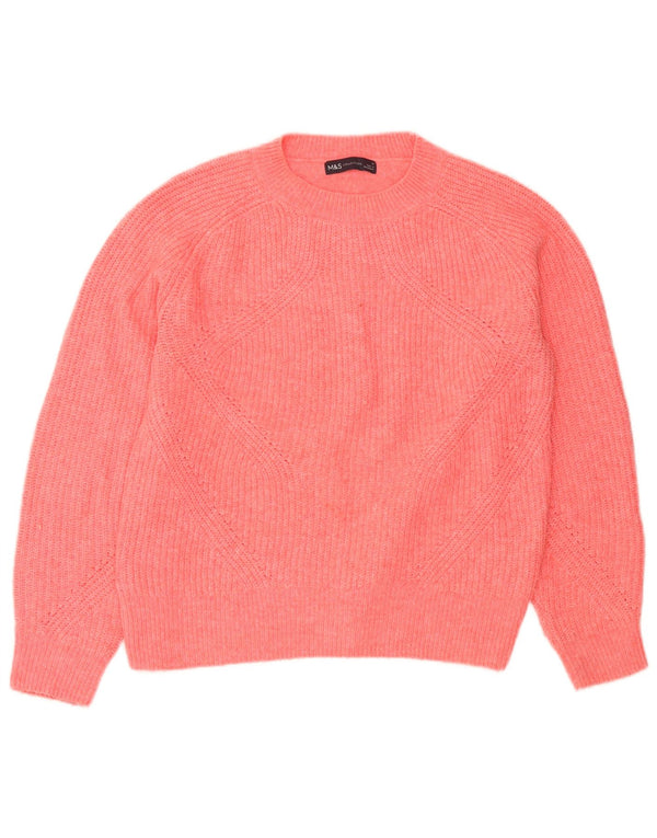 Marks & Spencer Womens Crop Crew Neck Jumper Sweater UK 10 Small Pink