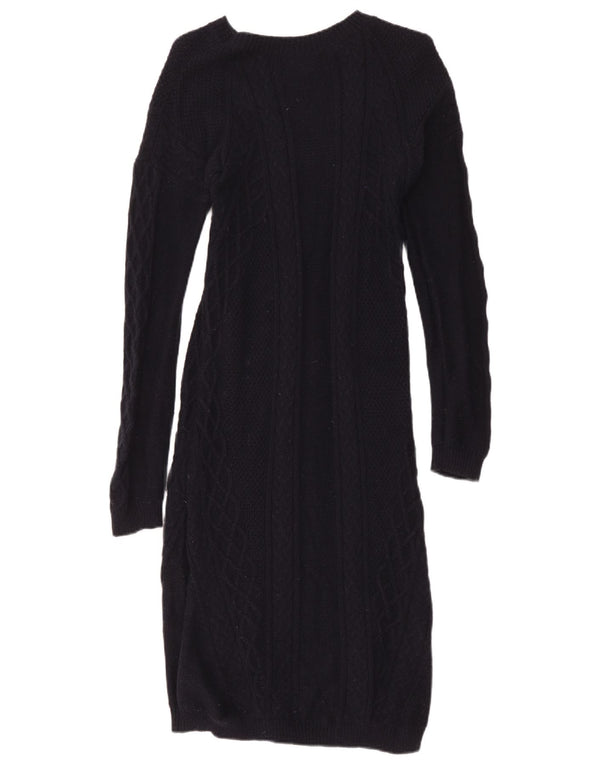 Hobbs Womens Long Sleeve Jumper Dress UK 12 Medium Navy Blue Cotton