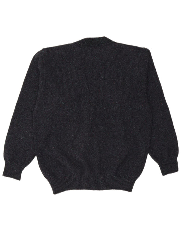 Vintage Mens Cardigan Sweater IT 50 Medium Navy Blue Wool