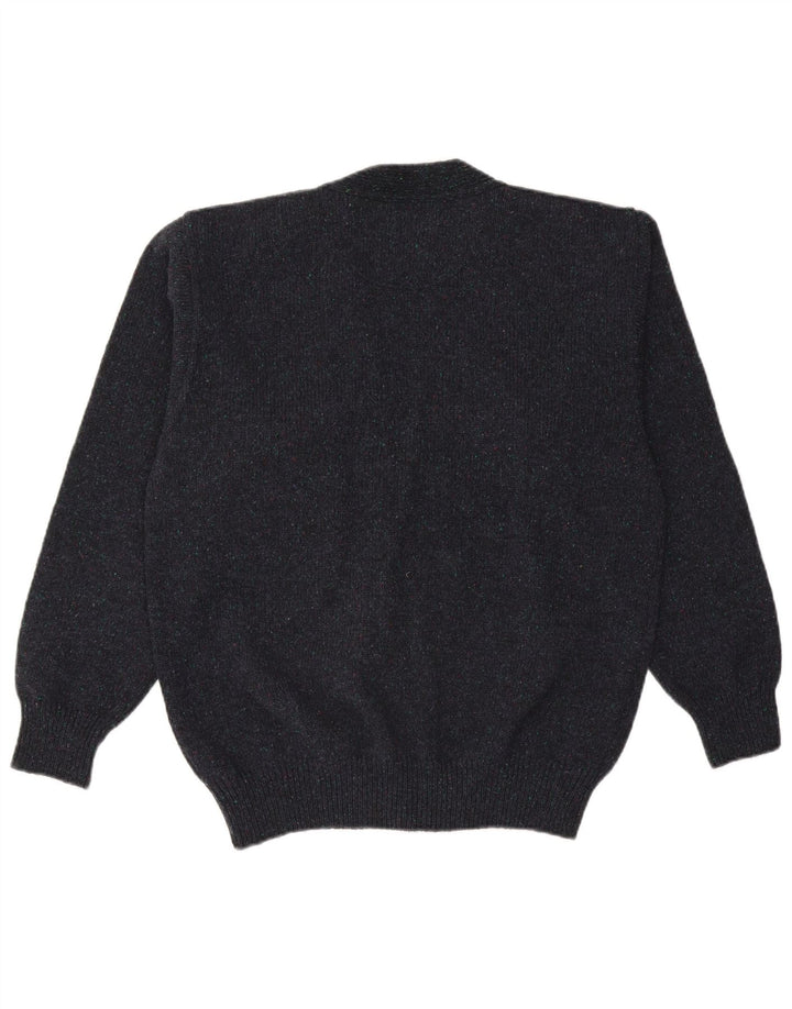Vintage Mens Cardigan Sweater IT 50 Medium Navy Blue Wool