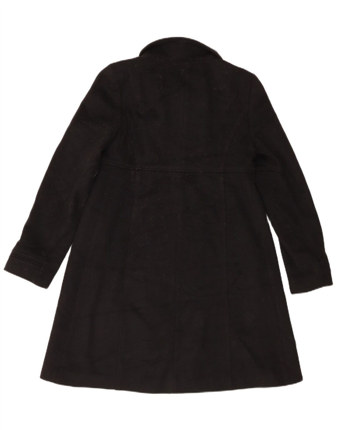 Zara Womens Double Breasted Coat UK 10 Small Black Wool