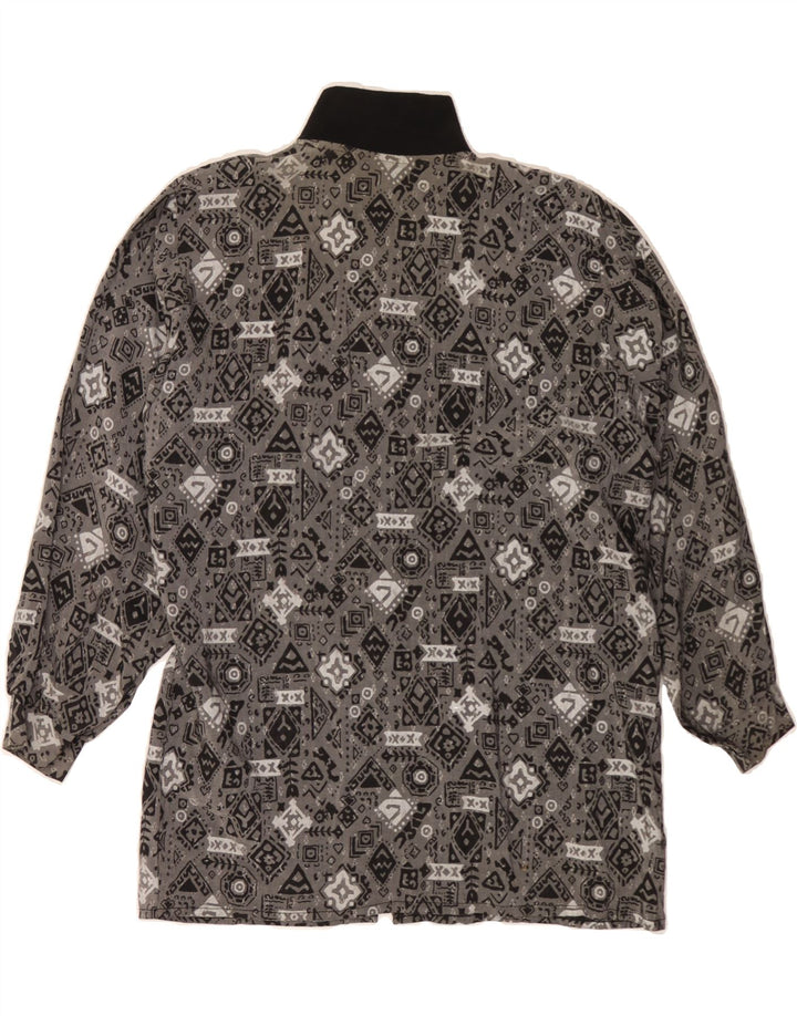 VINTAGE Womens Shirt Blouse UK 14 Large Grey Geometric Vintage Vintage and Second-Hand Vintage from Messina Hembry 
