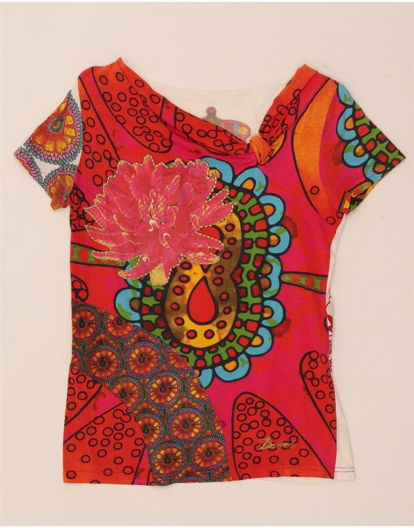 Desigual Womens Graphic T-Shirt Top UK 14 Large Multicoloured Floral