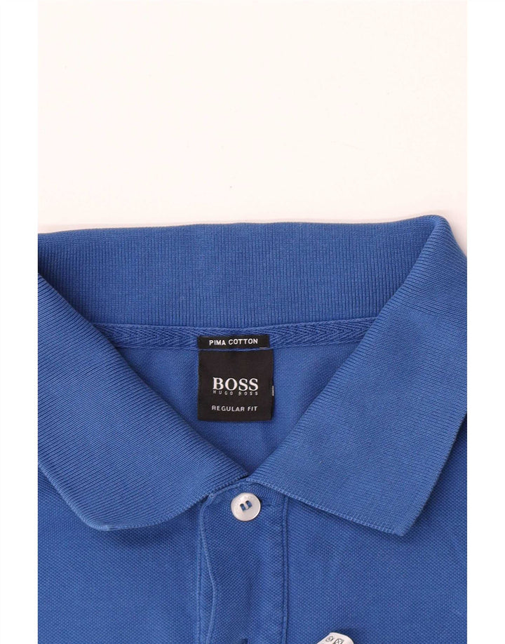 Hugo Boss Mens Regular Fit Polo Shirt Large Blue Cotton