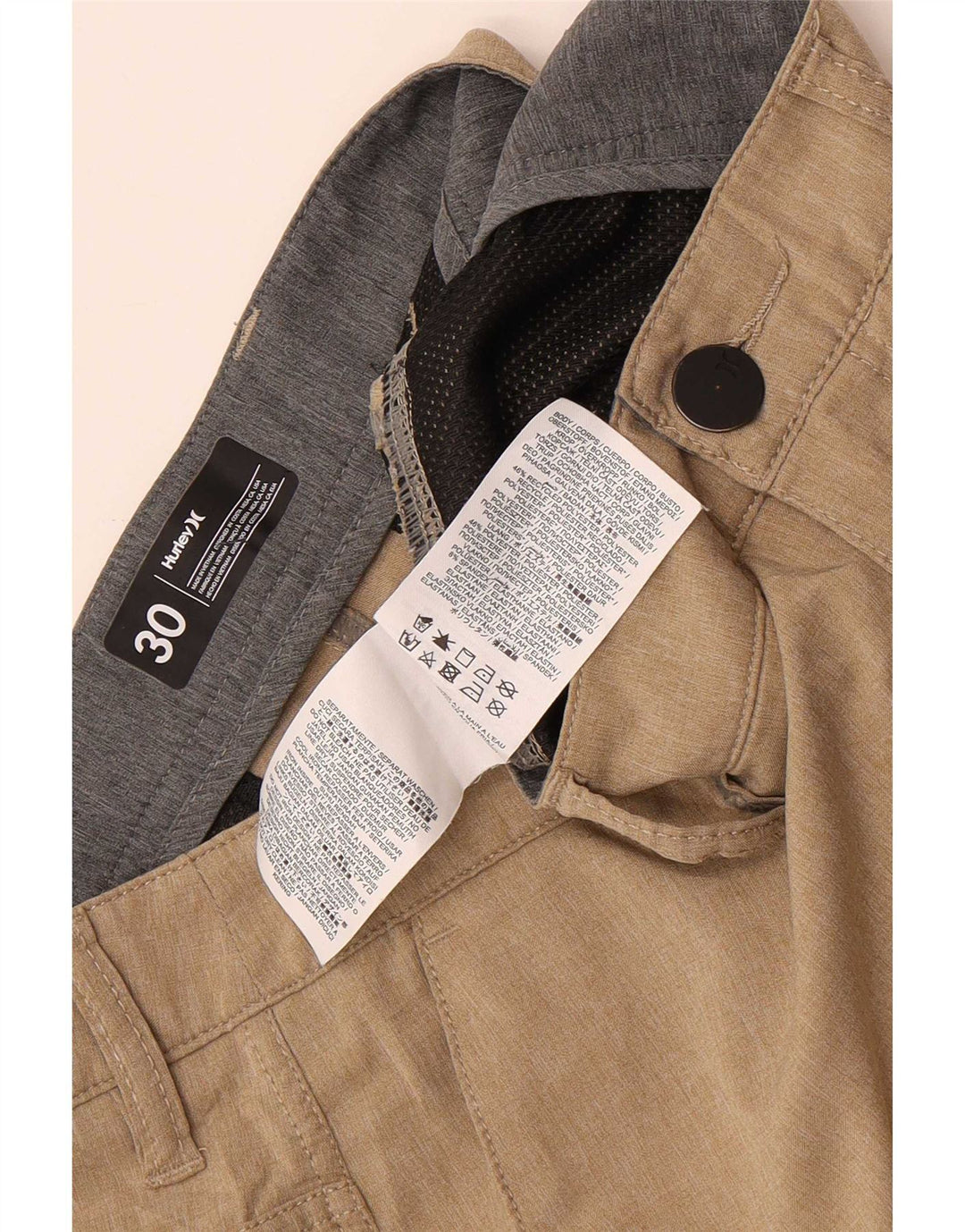 Hurley Mens Chino Shorts W30 Medium Beige Polyester