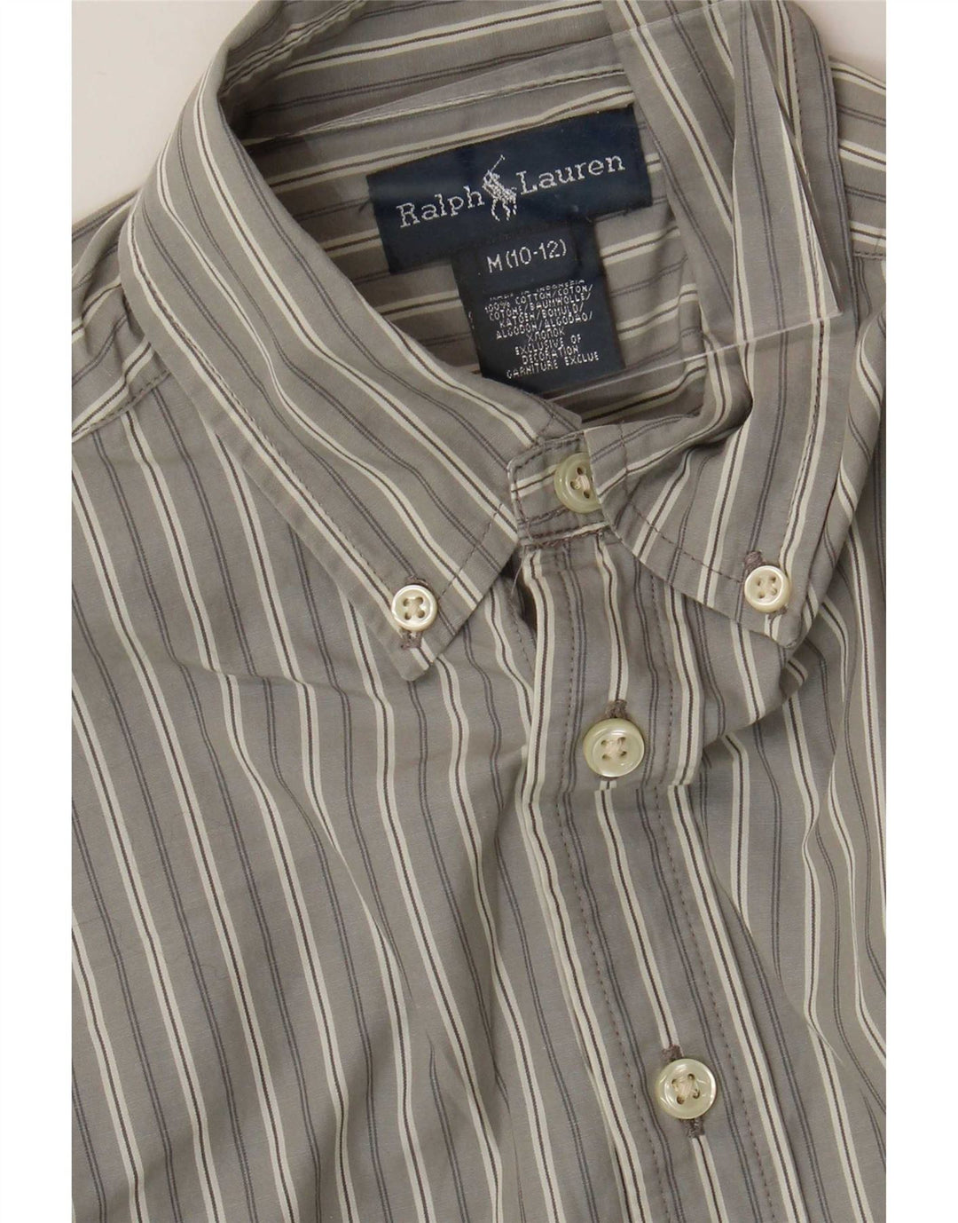 Ralph Lauren Boys Shirt 10-11 Years Medium Grey Striped Cotton