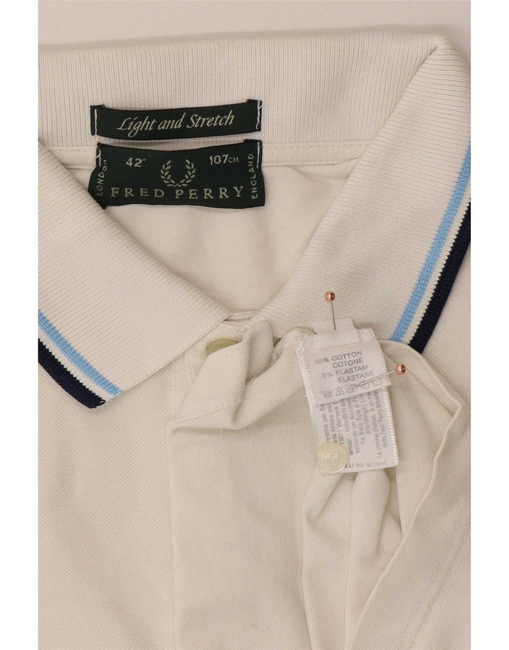 Fred Perry Mens Polo Shirt Medium White Cotton