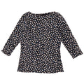 Marks & Spencer Womens Top 3/4 Sleeve UK 12 Medium  Navy Blue Floral Cotton