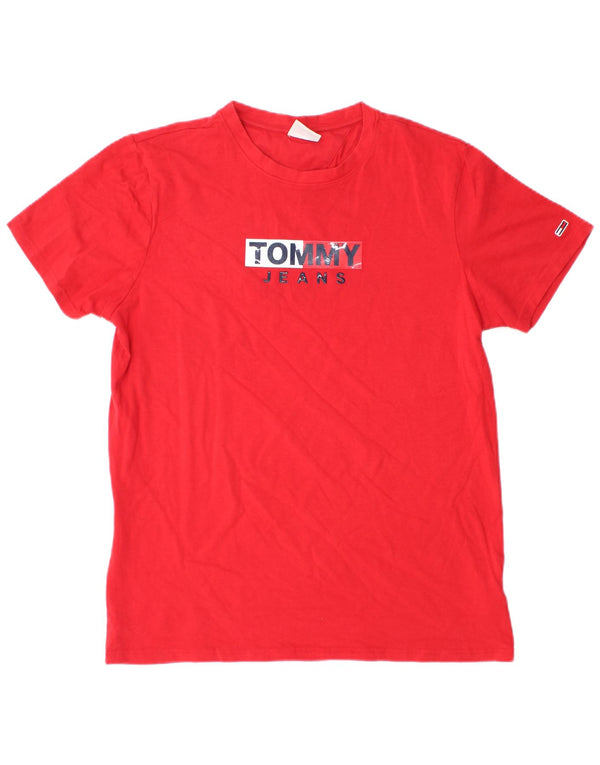 Tommy Hilfiger Mens Graphic T-Shirt Top Large Red Cotton