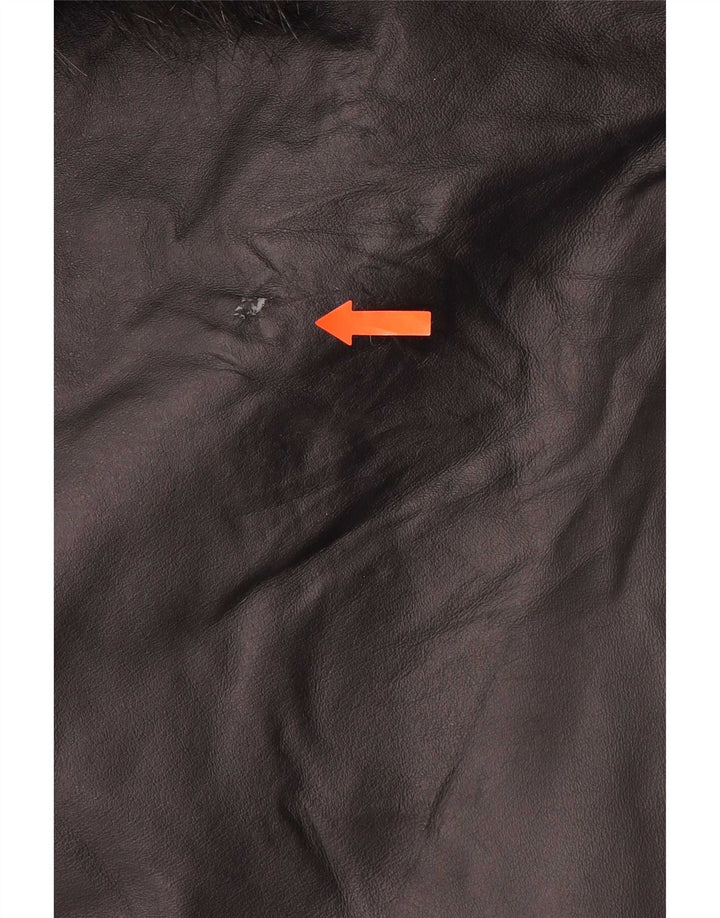 Wallis Womens Oversized Leather Coat UK 10 Small Black